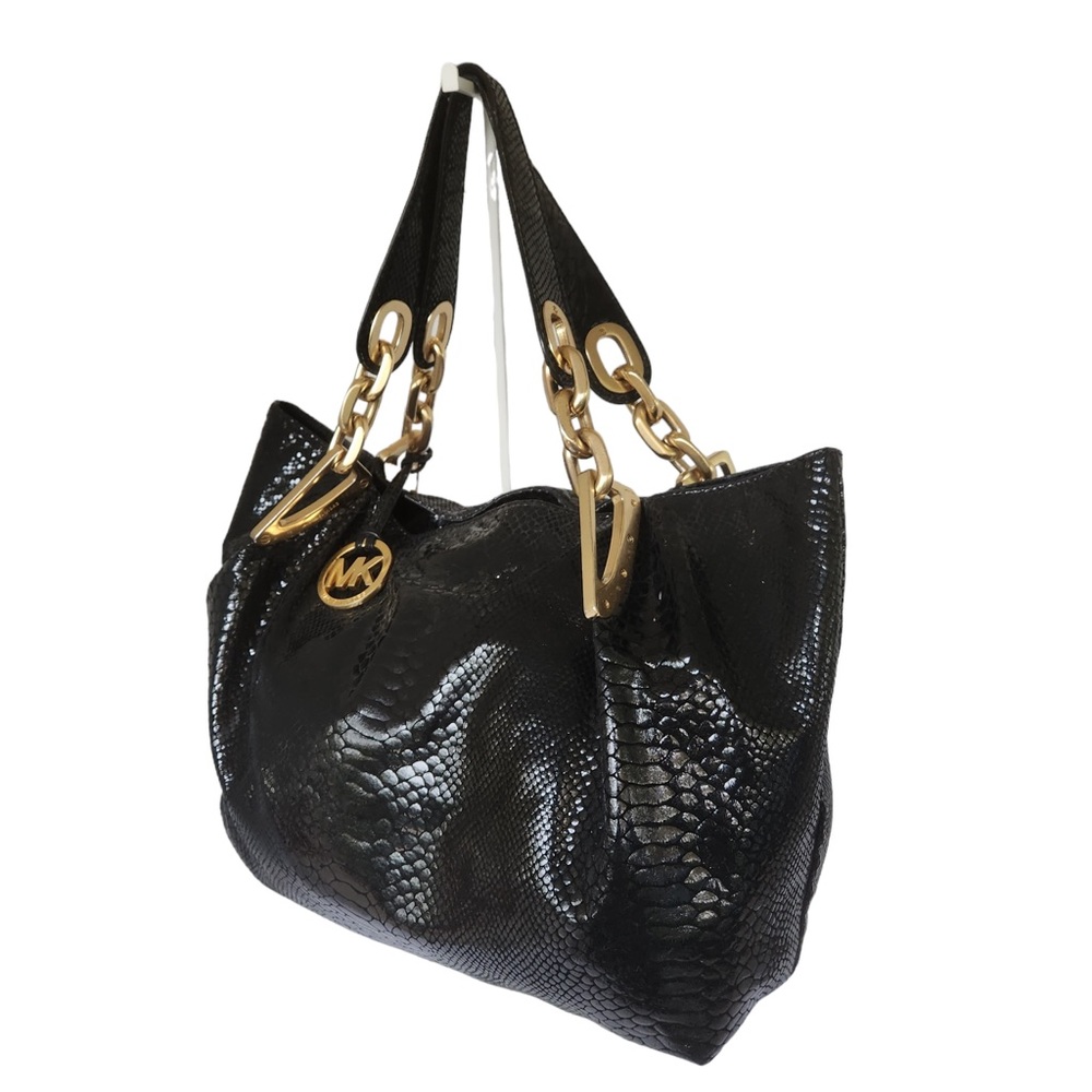Michael Kors Python Snake Embossed Leather Pattern Black bags Amazing Hardware